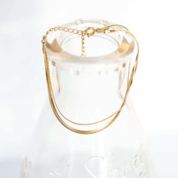 Bracelet Double Layer Herringbone Bracelet & Snake Chain Bracelet Waterproof - Picture 9 of 12